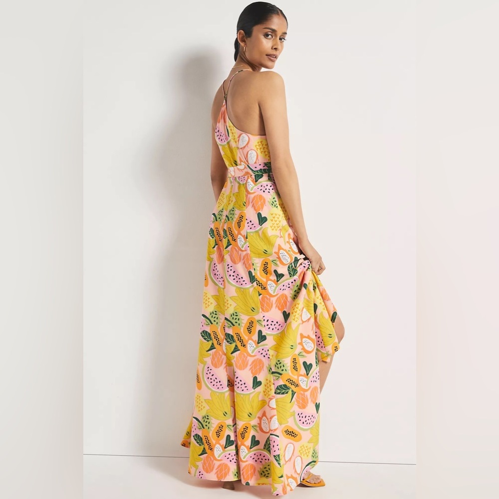 Hutch Mixed Fruit High-Low Wrap Dress